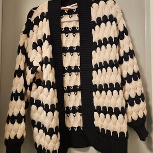 Elegant Black and Cream Women's Cardigan